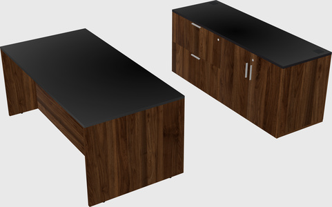 Parallel desk with credenza