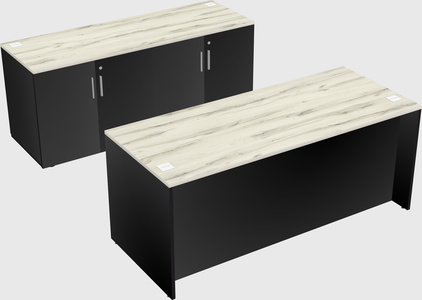Parallel desk with credenza