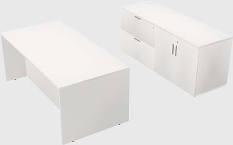 Bureau parallèle avec crédence