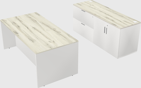 Bureau parallèle avec crédence