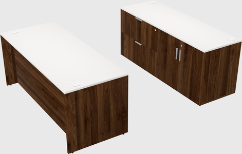 Parallel desk with credenza
