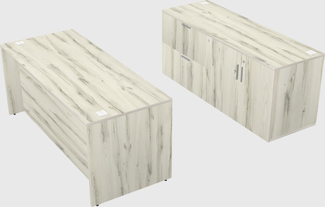 Parallel desk with credenza