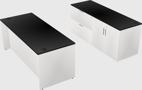 Parallel desk with credenza