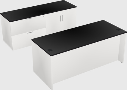 Parallel desk with credenza