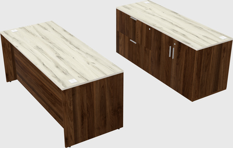 Parallel desk with credenza
