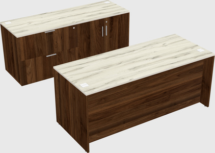Parallel desk with credenza