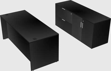 Parallel desk with credenza