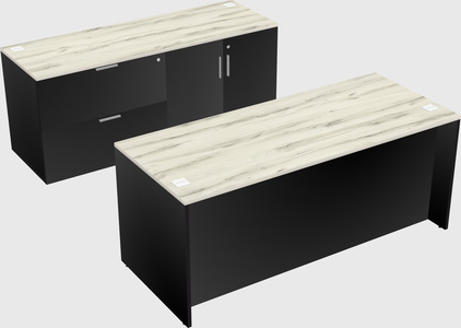 Parallel desk with credenza