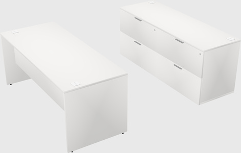 Parallel desk with credenza