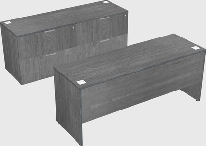 Bureau parallèle avec crédence