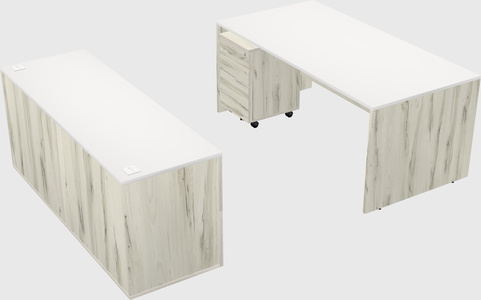 Parallel desk with credenza