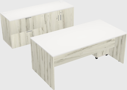 Parallel desk with credenza