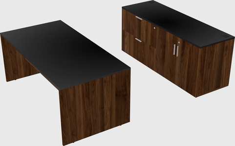 Parallel desk with credenza