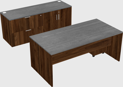 Bureau parallèle avec crédence