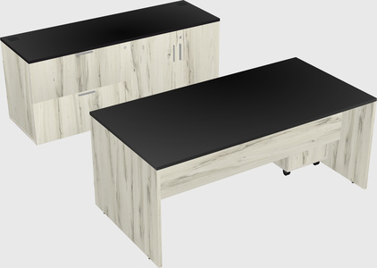 Parallel desk with credenza