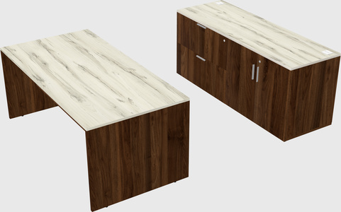 Parallel desk with credenza