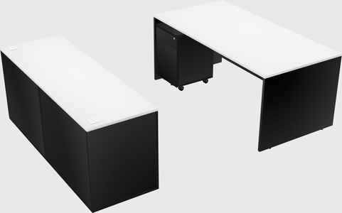 Parallel desk with credenza