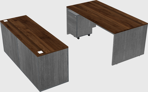 Parallel desk with credenza