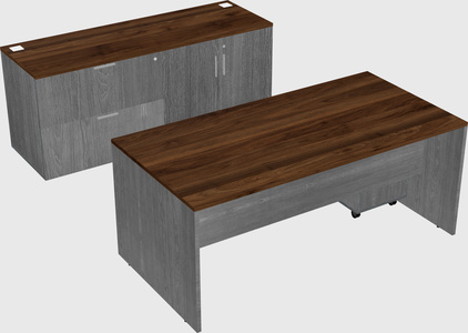 Parallel desk with credenza