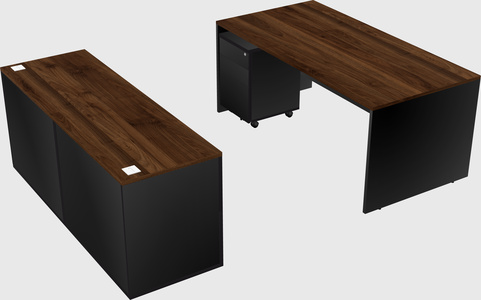 Parallel desk with credenza