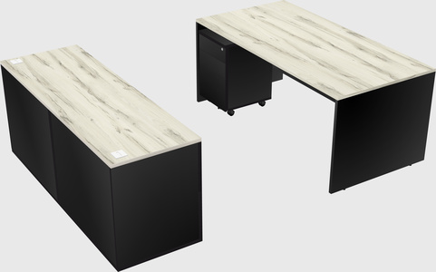 Parallel desk with credenza