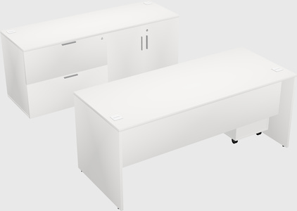 Parallel desk with credenza