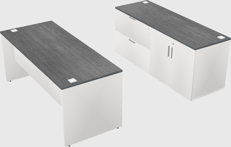 Parallel desk with credenza
