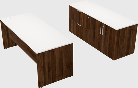 Parallel desk with credenza