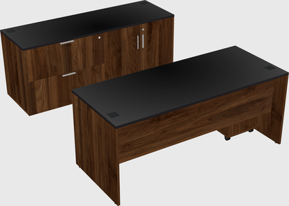 Parallel desk with credenza