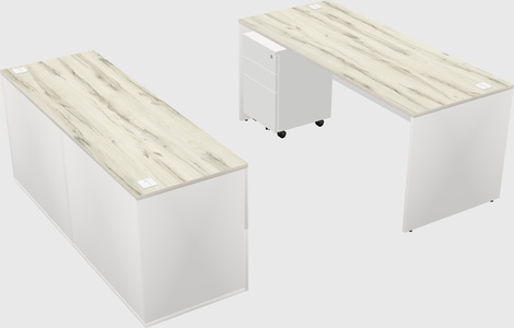 Parallel desk with credenza