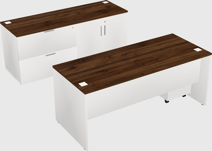 Parallel desk with credenza