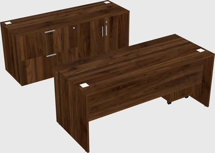 Parallel desk with credenza