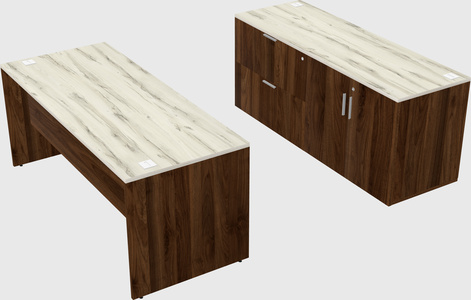 Parallel desk with credenza