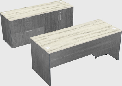 Parallel desk with credenza