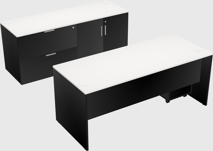 Parallel desk with credenza