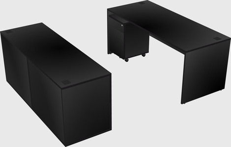 Parallel desk with credenza