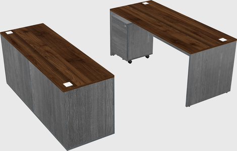 Parallel desk with credenza
