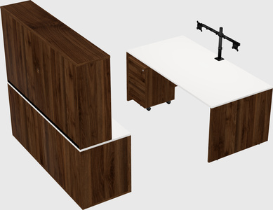 Parallel desk with credenza