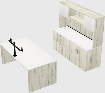Parallel desk with credenza