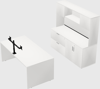 Parallel desk with credenza