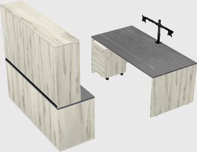 Parallel desk with credenza