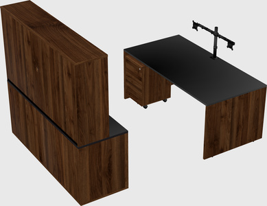 Parallel desk with credenza
