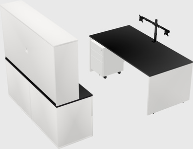 Bureau parallèle avec crédence