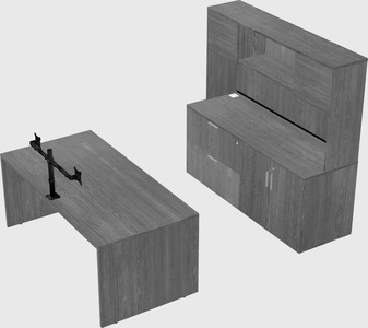 Parallel desk with credenza