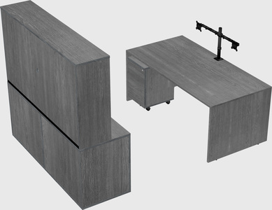 Parallel desk with credenza