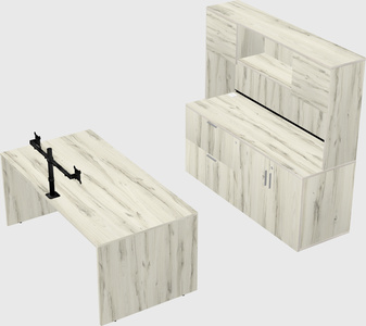 Parallel desk with credenza