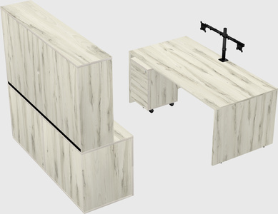 Parallel desk with credenza