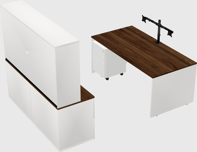 Parallel desk with credenza