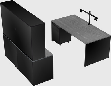 Bureau parallèle avec crédence