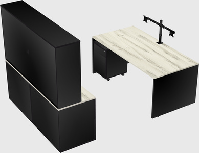 Parallel desk with credenza
